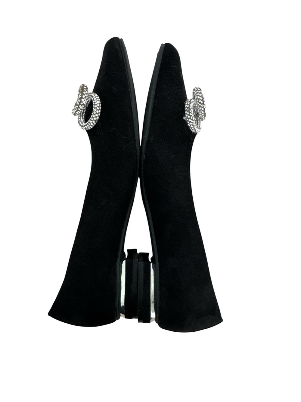 JONES NewYork Black Pointed Toe Suede Flats with Crystal Bow Accent Size 7.5